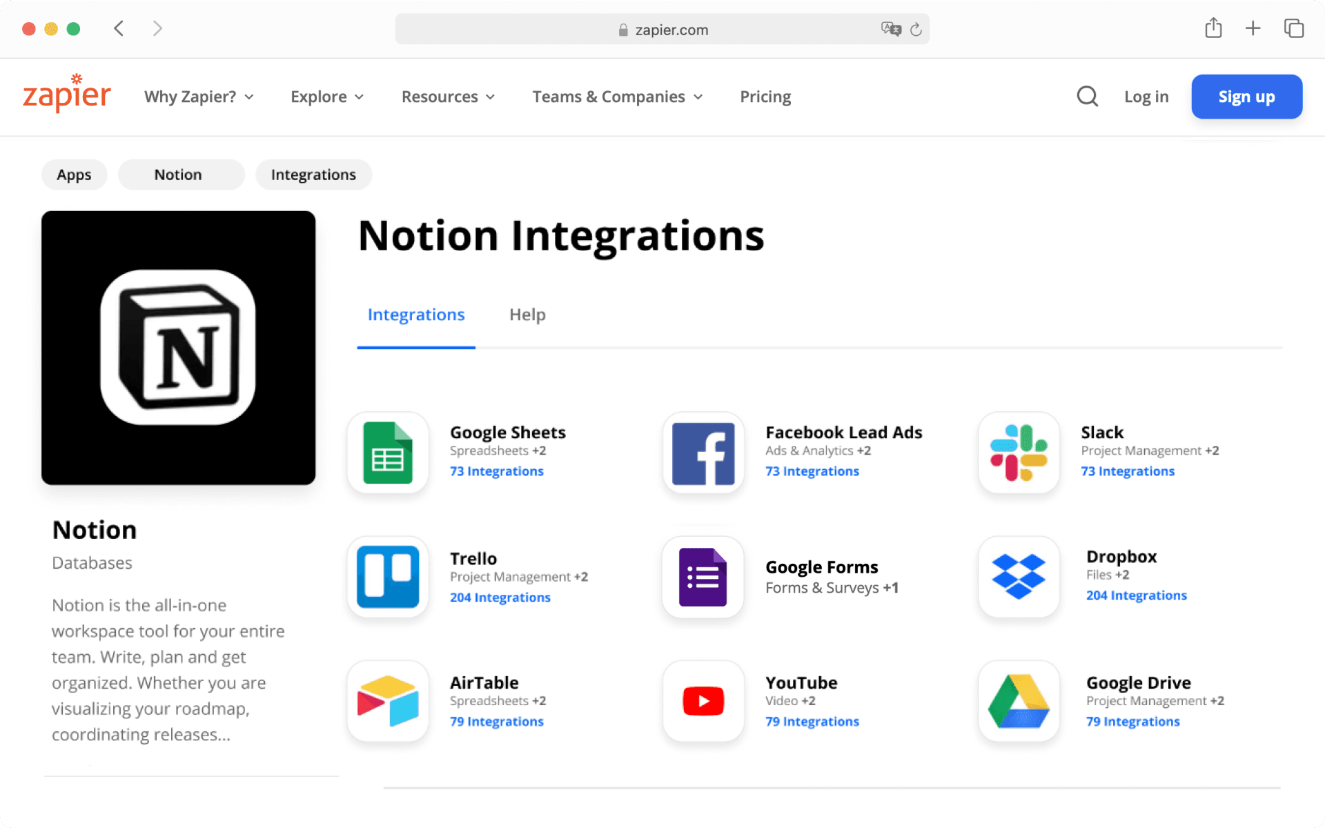 Here’s where you can access Zapier’s connection.