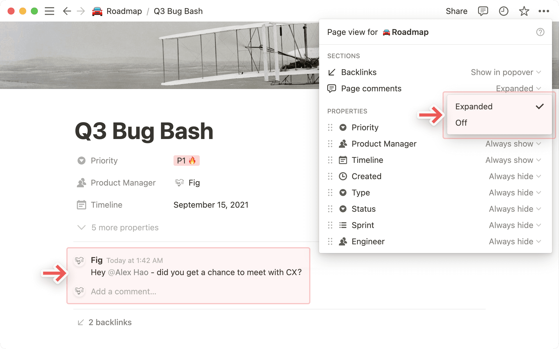 Customise database comments