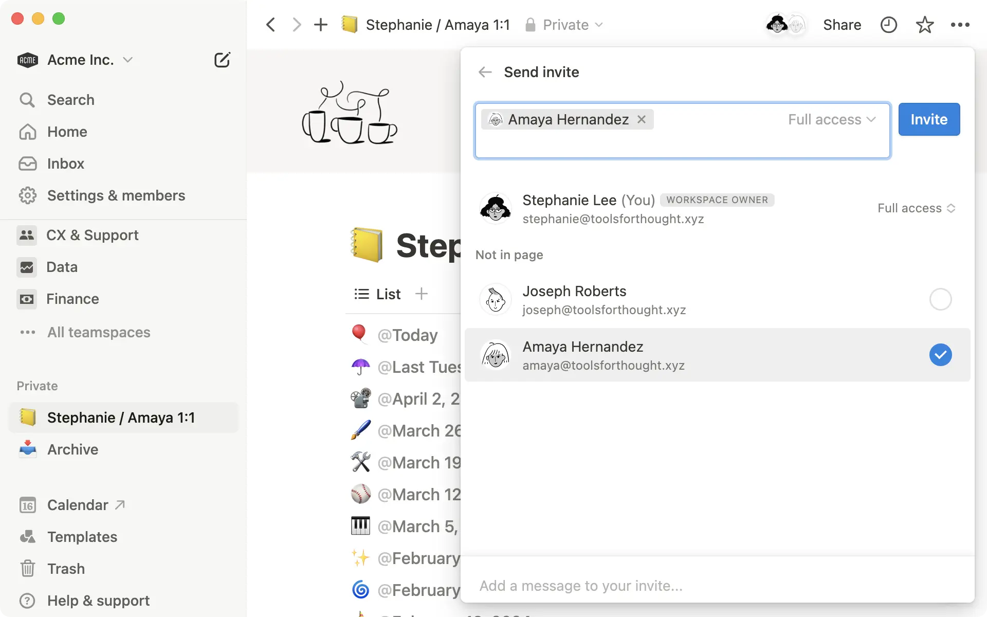 Sharing & permissions – share with teammates