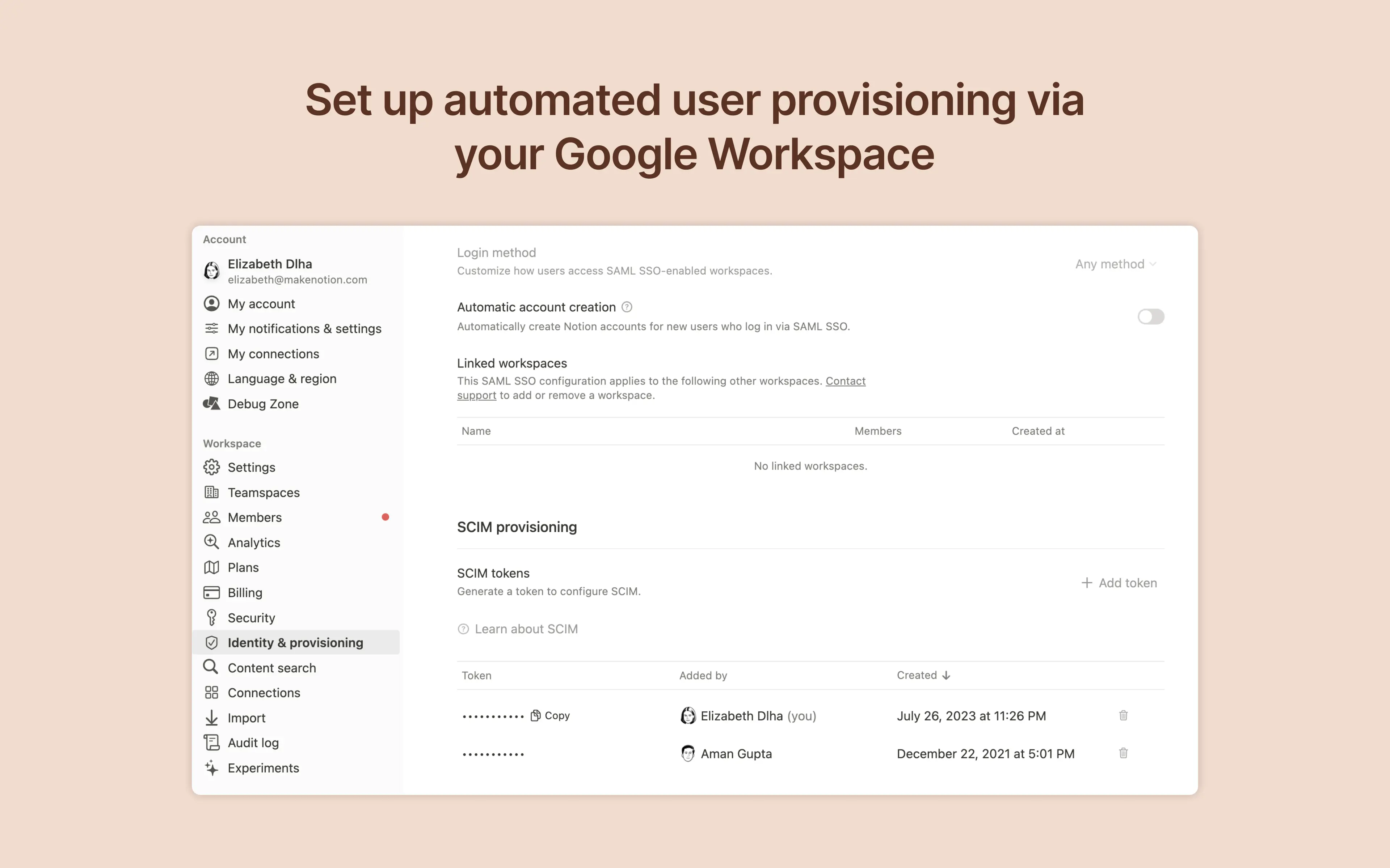 Set up automated user provisioning via Google Workspace